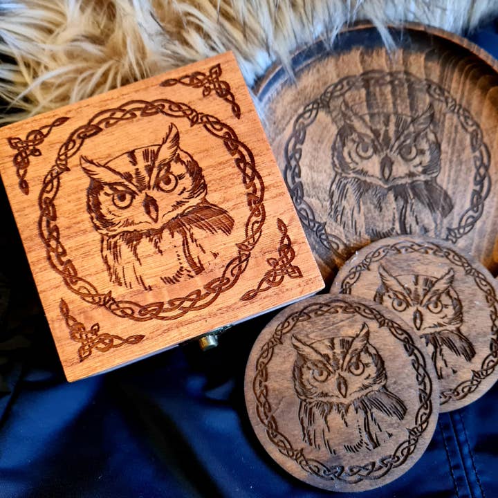 Owl small Trinket/Dice Bowl, Coaster and Box for wholesale by Critit