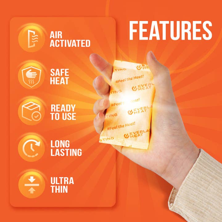 Everlasting Ice RX – Engroshandel Hånd varmere – Håndvarmere 20 par (40 varmere) - Op til 10 timers langvarig varme og varme hænder - Nem luftaktivering til hænder, krop og fødder - TSA-godkendt1