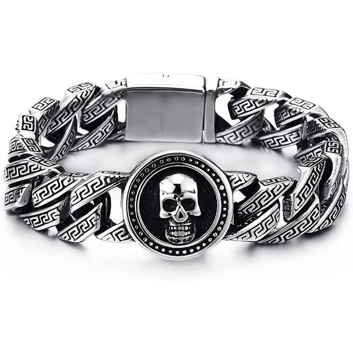 WoodWristCo - Wholesale Link & chain bracelet - Mens Stainless Steel Pattern Curb Chain Bracelet1