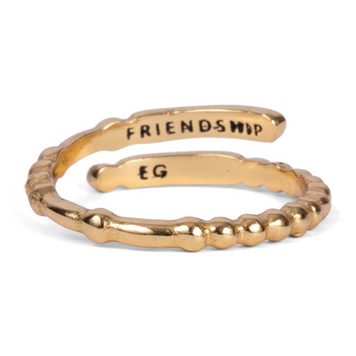 ETHICGOODS - Wholesale Band/Stacked Ring - CLASSIC GOLD Morse Code Ring - Patterned | FRIENDSHIP