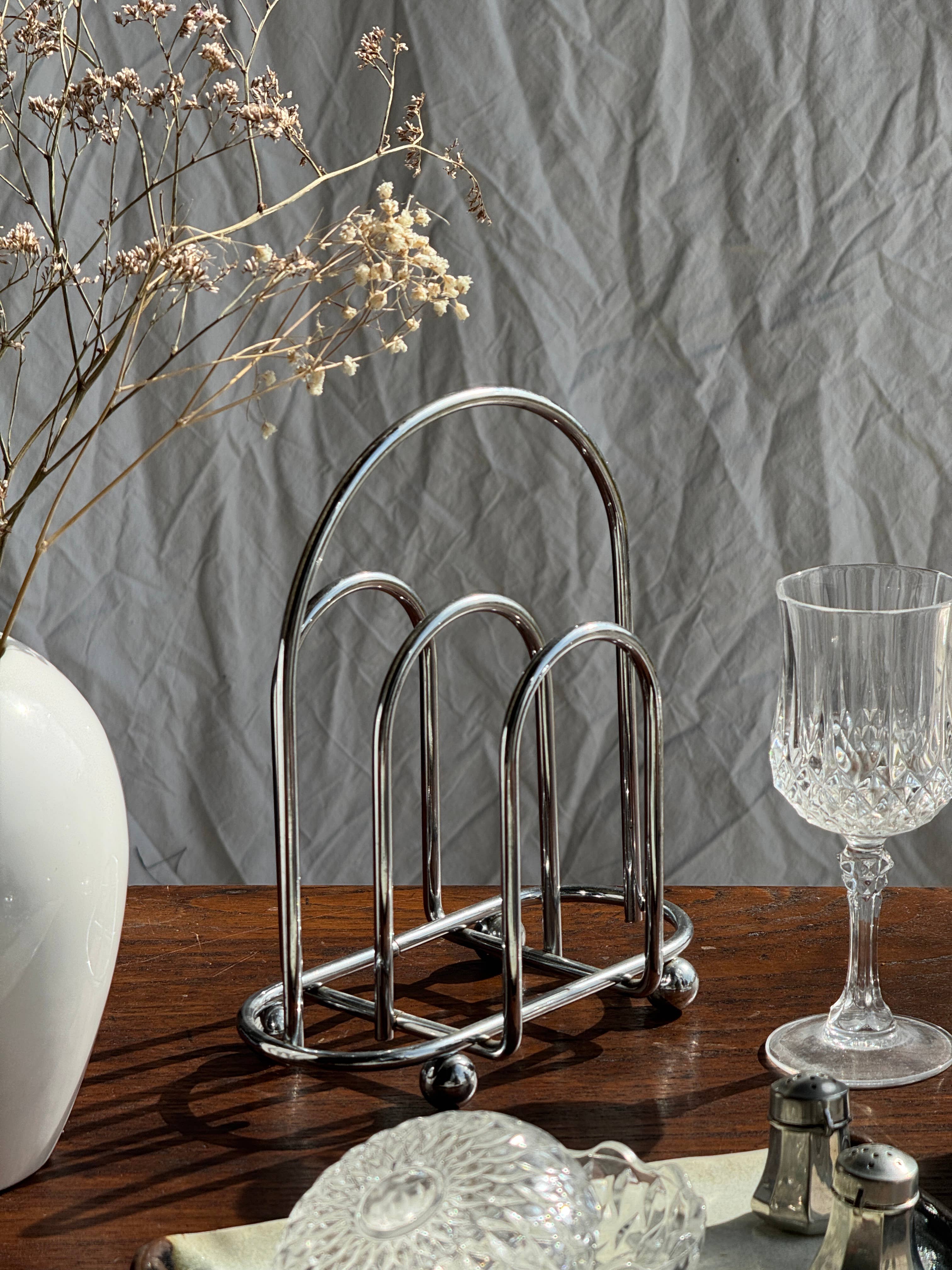 Office Objets - Vendita all'ingrosso Portatovaglioli - Porta toast o tovagliolo in metallo argentato H20.5 L177