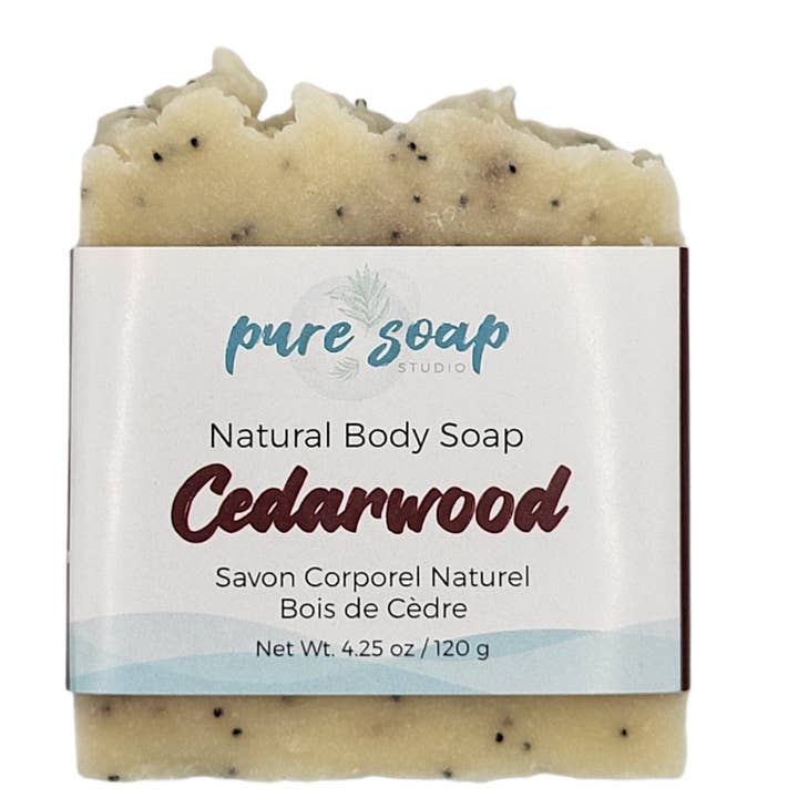Cedarwood Soap Moisturizing - Natural Soap - With Poppyseed for wholesale by Pure Soap Studio