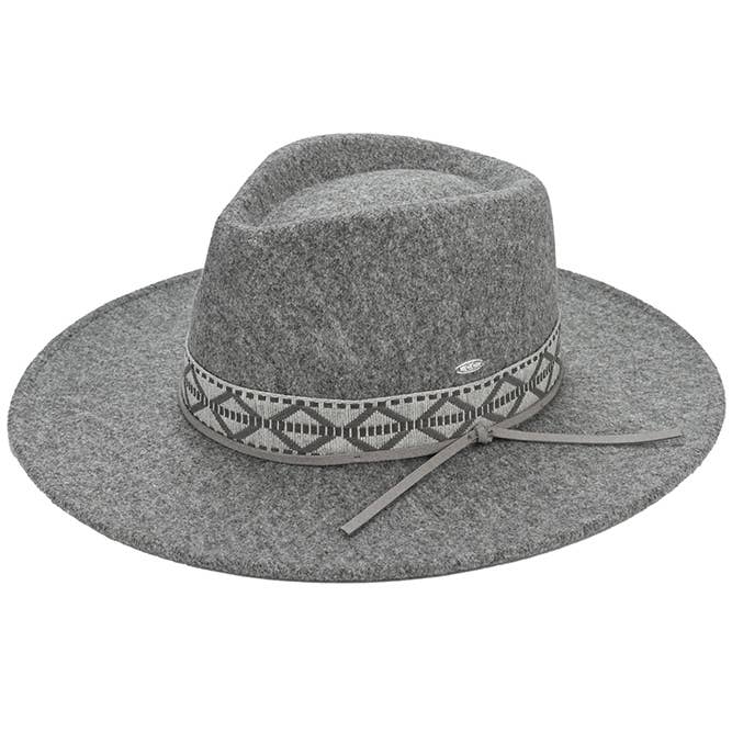 Hana - Wholesale Fedora - Women's - C.C Geometric Trim Band Vegan Felt Panama Hat