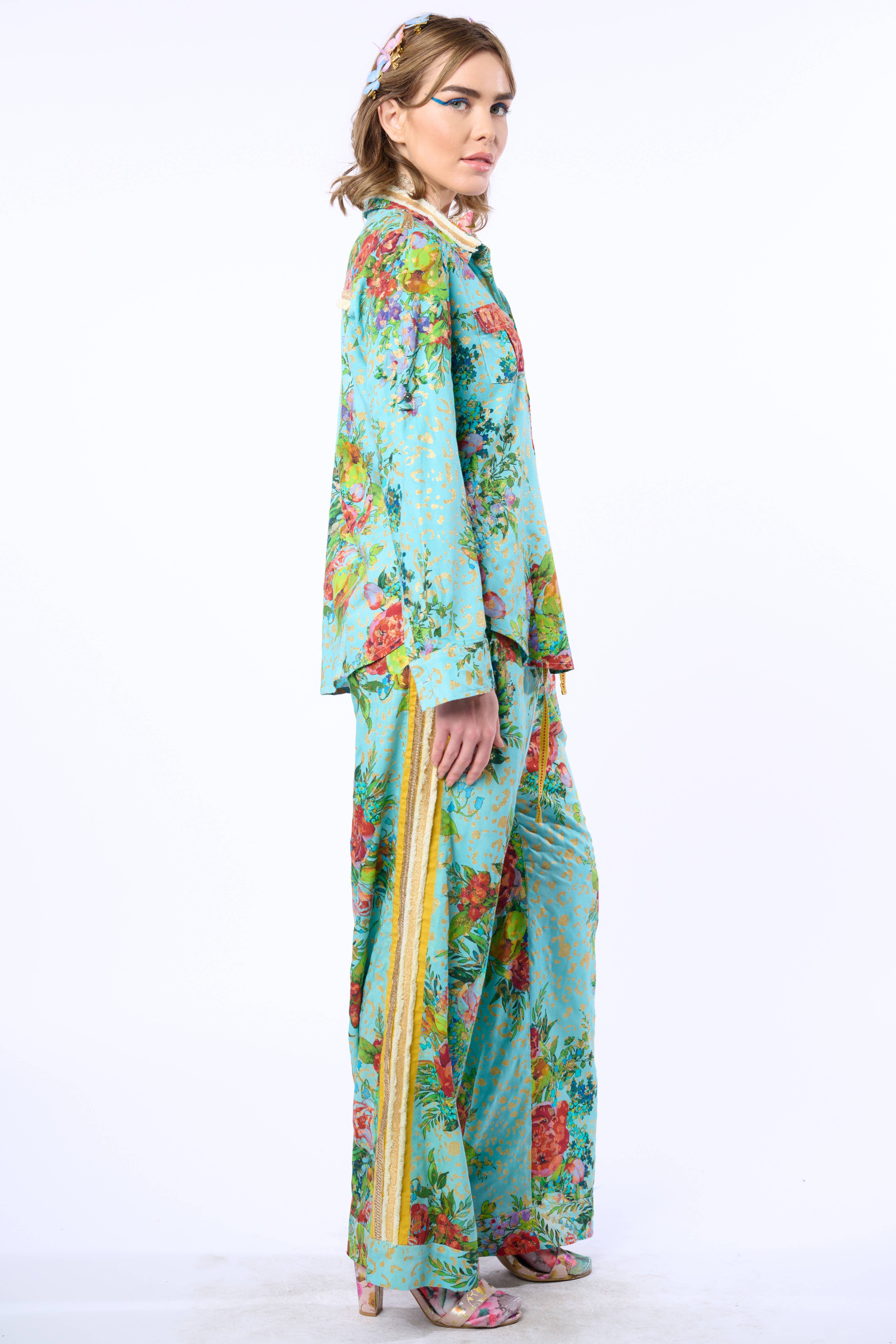 Imprimé Aqua Pantalon Cordelia en vente sur Faire12