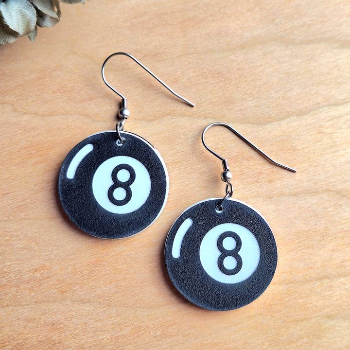 Jedi Woods LLC - Wholesale Dangle Earrings - Magic 8 Ball Earrings