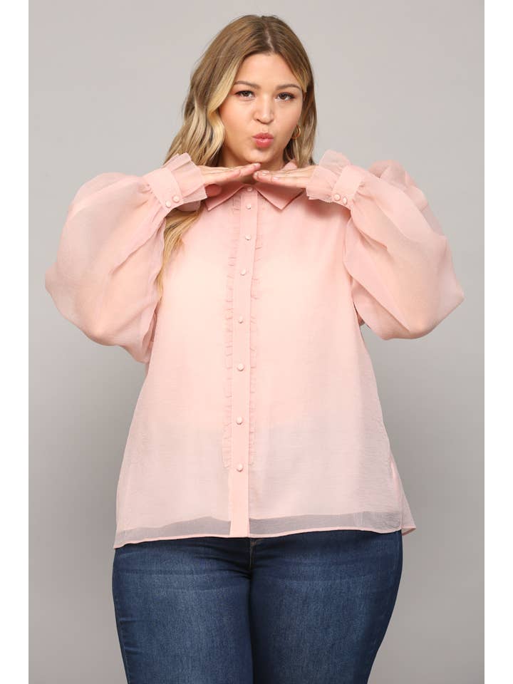 FATE – wholesale Buttoned-down shirt – Women's – FRILLED PLACKET PUFF SLV BLOUSE FT9959P9