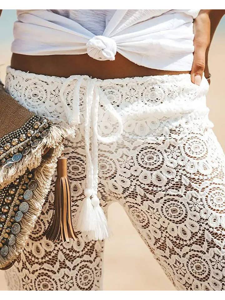 Queen Fashion – Engroshandel Strandbadekåbe – Dame – hule hæklede blondebukser med snor5