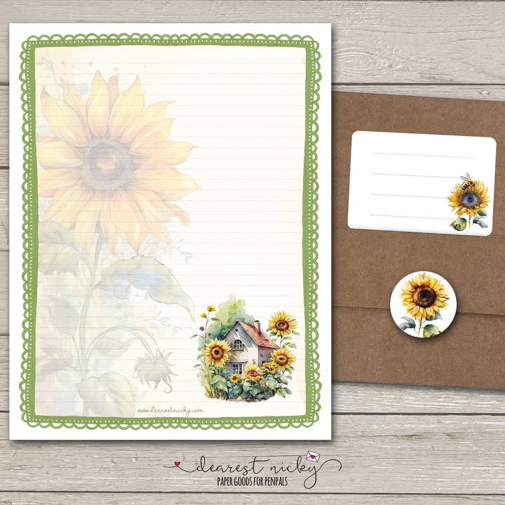 Sunflowers Large Letter Writing Set - 8½ x 11 for wholesale by Dearest Nicky