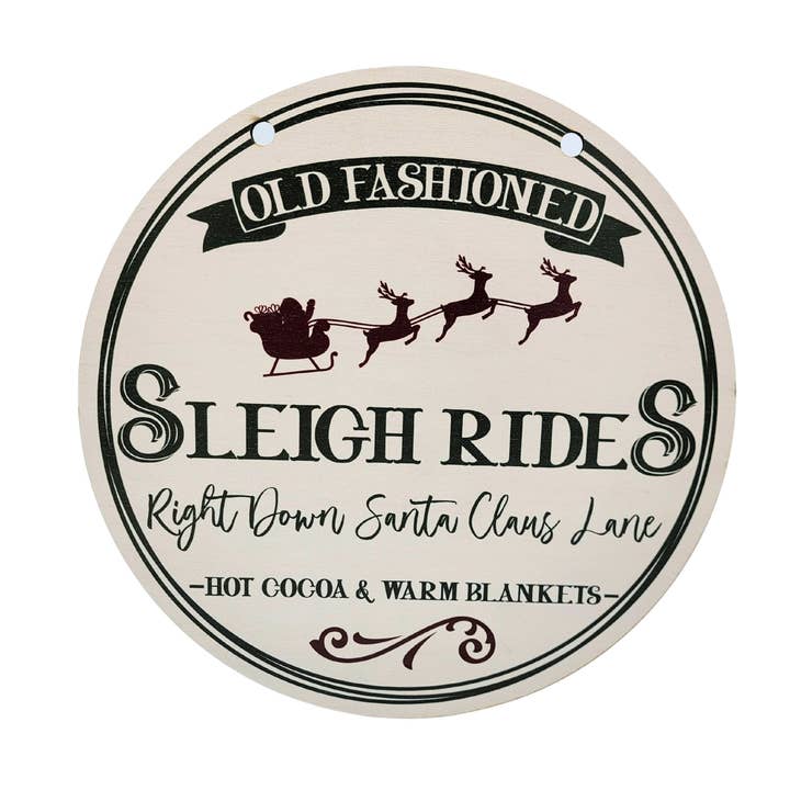 Décoration de Noël en traîneau - Panneaux de Noël en cercle pour la vente par Home Accents By Driftless
