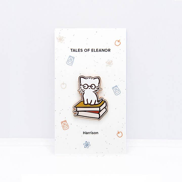 Harrison with Books Enamel Pin for wholesale by Tales of Eleanor
