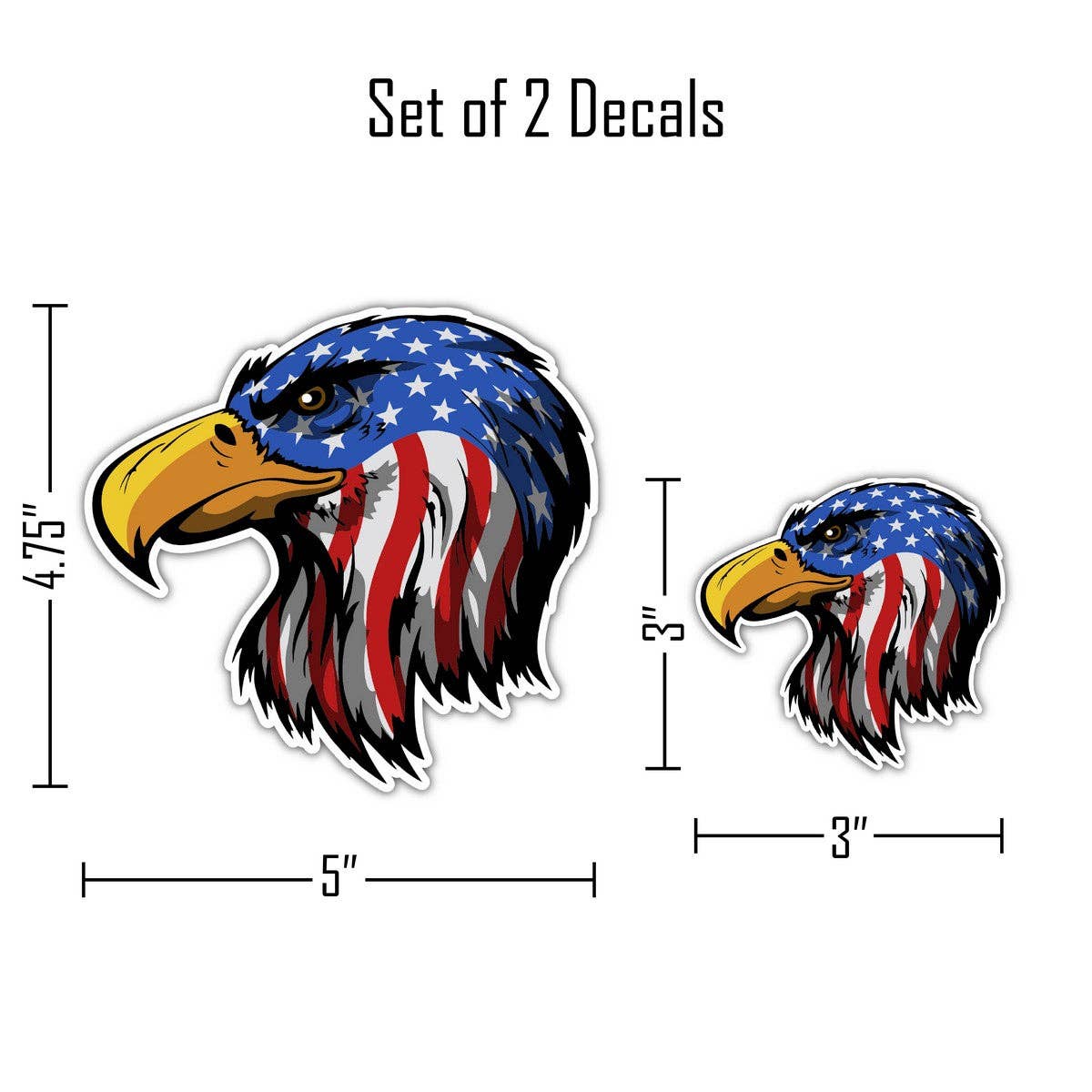 Decalcomania - Wholesale Sticker - Patriotic Eagle Head Car Sticker Decal1