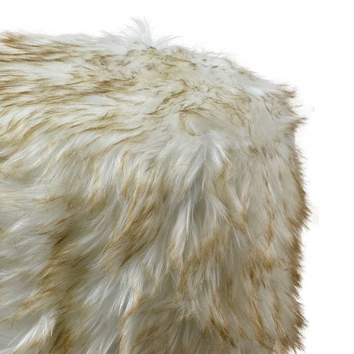 Pufe redondo Ø 32x40 cm em madeira branca e marrom com revestimento têxtil por atacado de Clayre & Eef