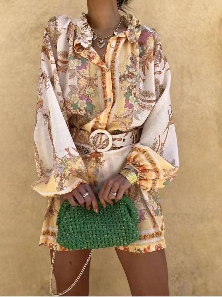 Elegant Vintage Floral Print Two-Piece Shorts Set and other Purchase Wholesale women's short sets. Free Returns & Net 60 Terms on Faire trending on Faire.