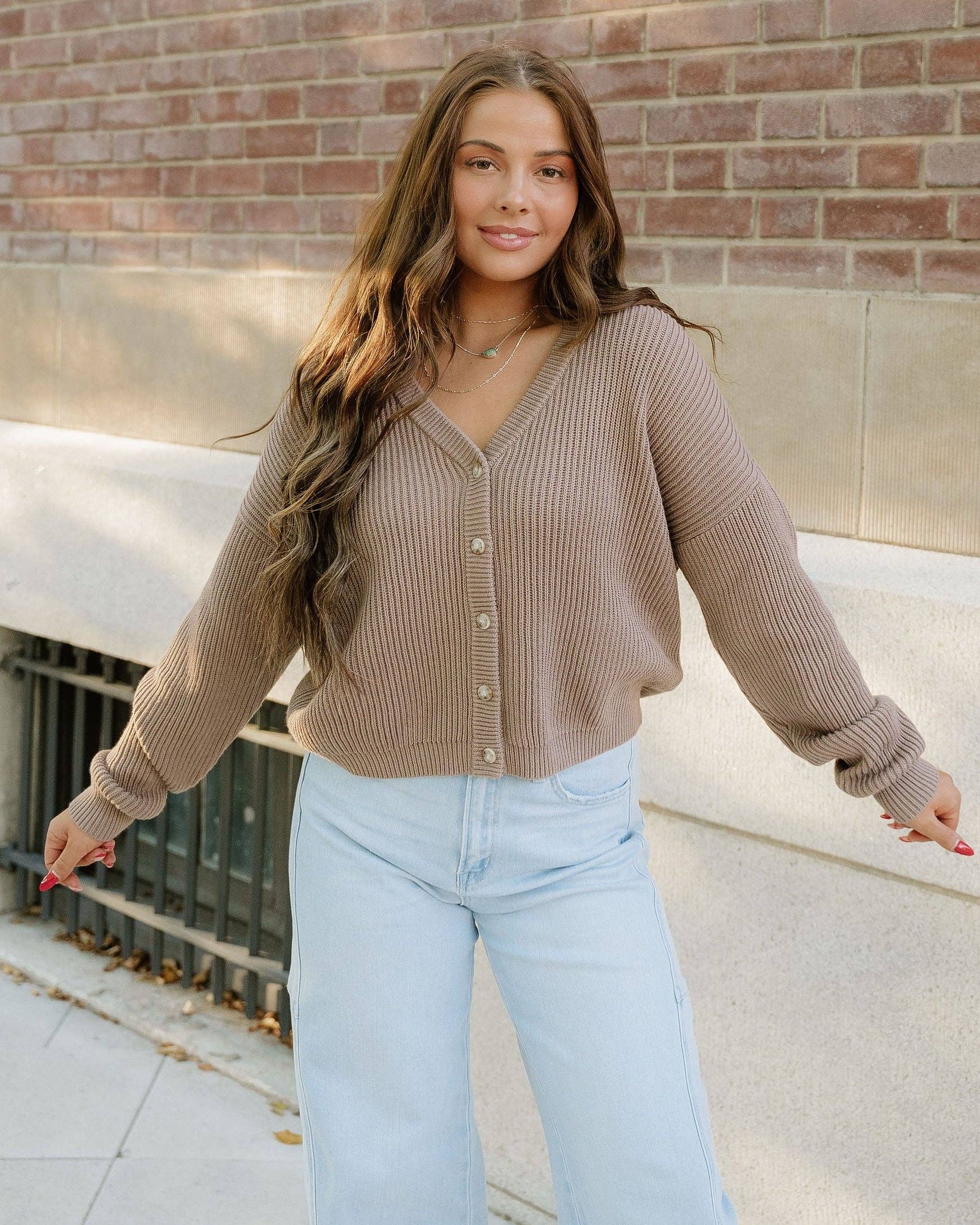 Indie & Co. | Women's Apparel - Wholesale Cardigan - Women's - Fern Sweater Cardigan - Mocha | Ribbed Cardigan | Sweater2
