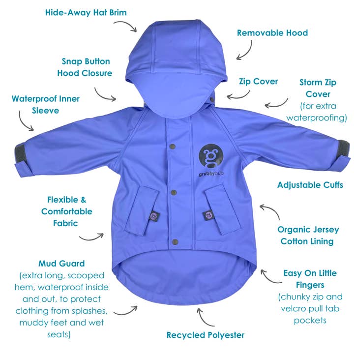 Grubbybub - Wholesale Raincoat – Kids - All-Weather Jacket with Mud Guard9