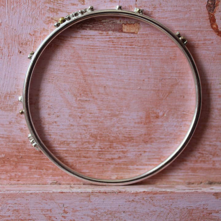 Silver Sapling – wholesale Bangle bracelet – SILVER & 9ct GOLD BARNACLE BANGLE. MADE IN CORNWALL UK