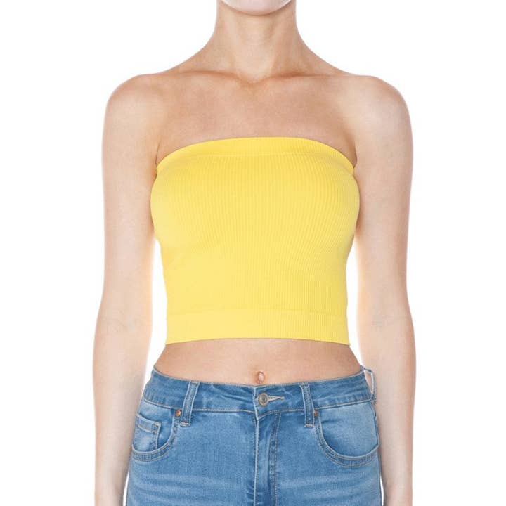 SEAMLESS CROPPED BANDEAU TUBE TOP for wholesale by Timeless