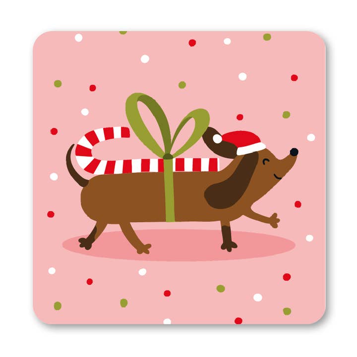 Candy Cane Dog Coaster for wholesale by Lucy Maggie Designs