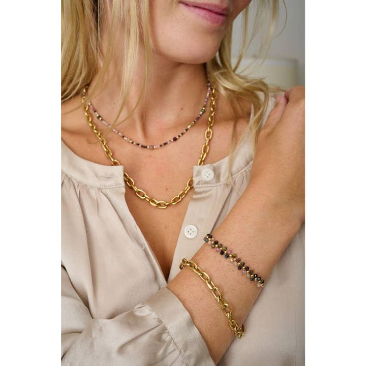 Pulsera Apilable de Turmalina Tanna y Oro para venta al por mayor de Boho Betty