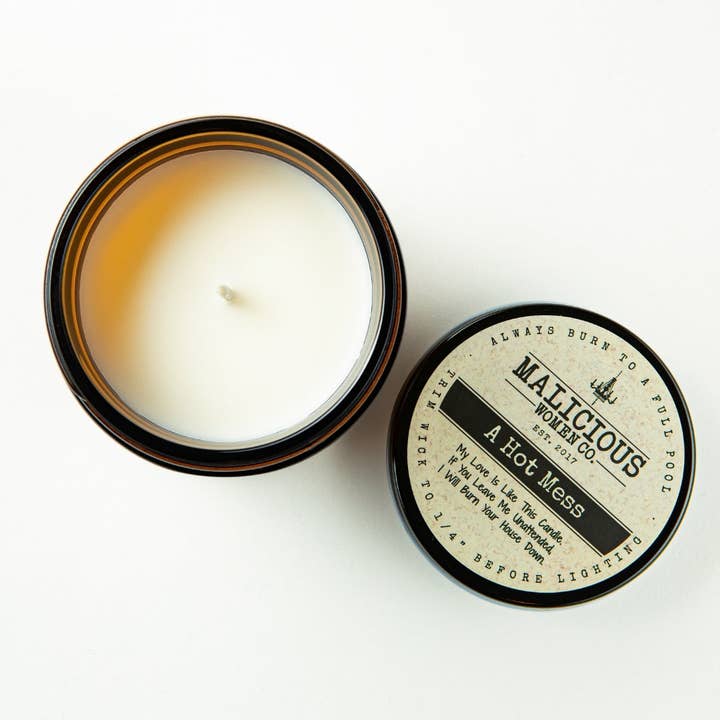 Malicious Women Candle Co - Wholesale Jar/Filled Candle - Let's Get Naked! - Scent: a Hot Mess