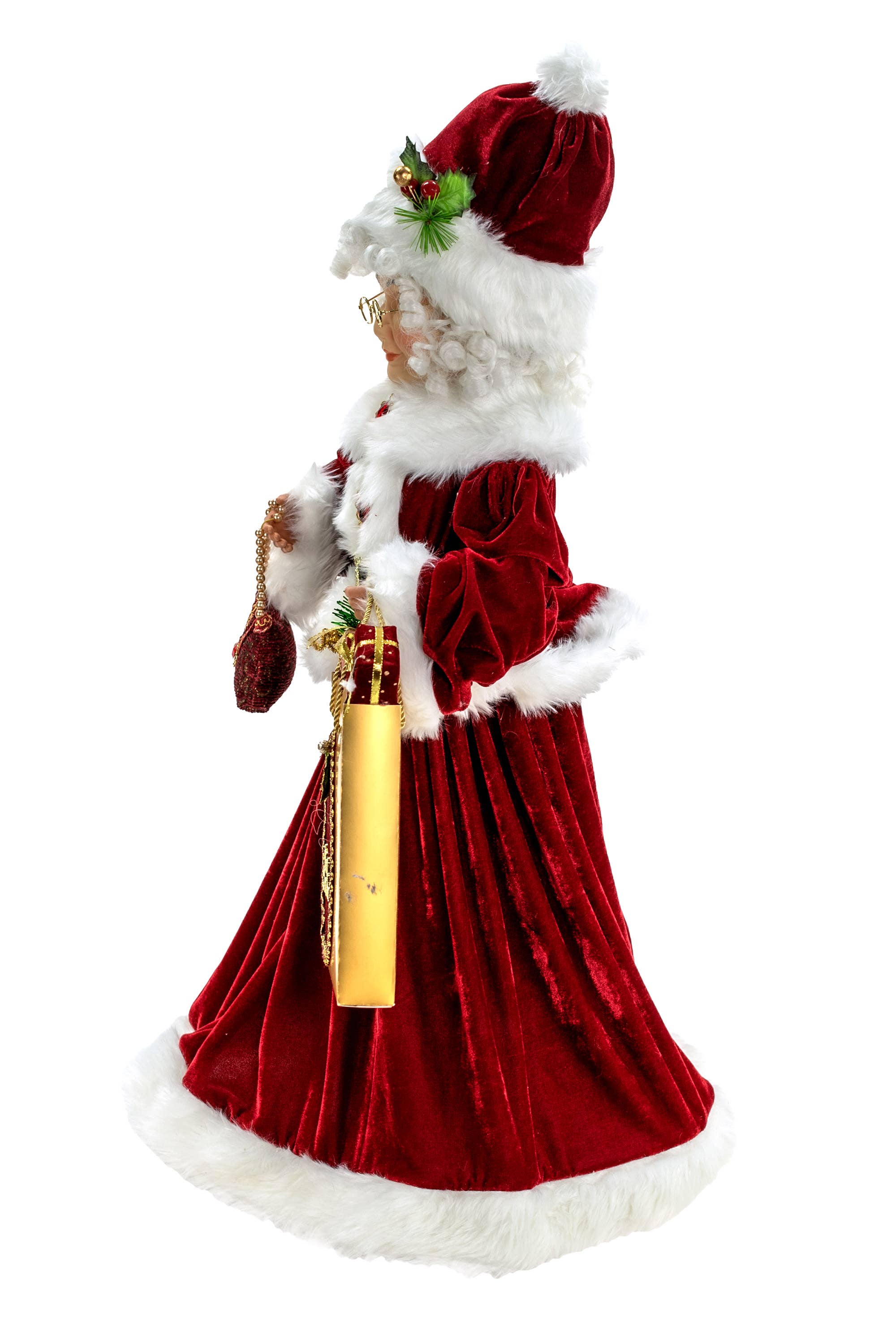 Starlight Collection - Vente Figurine décorative - Figurine Madame Claus bordeaux avec sac cadeau1