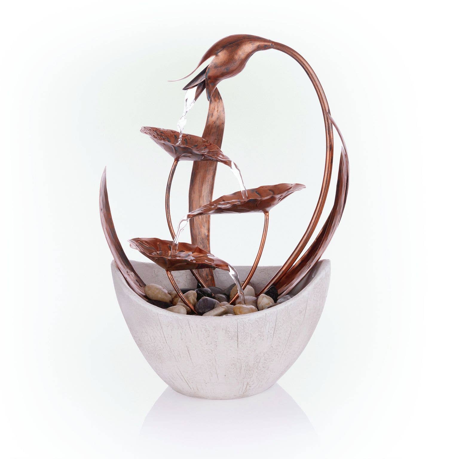 Alpine Corporation - Wholesale Decorative Tabletop Object - Alpine Corporation Metal Floral Leaf  Multi-tier Tabletop1