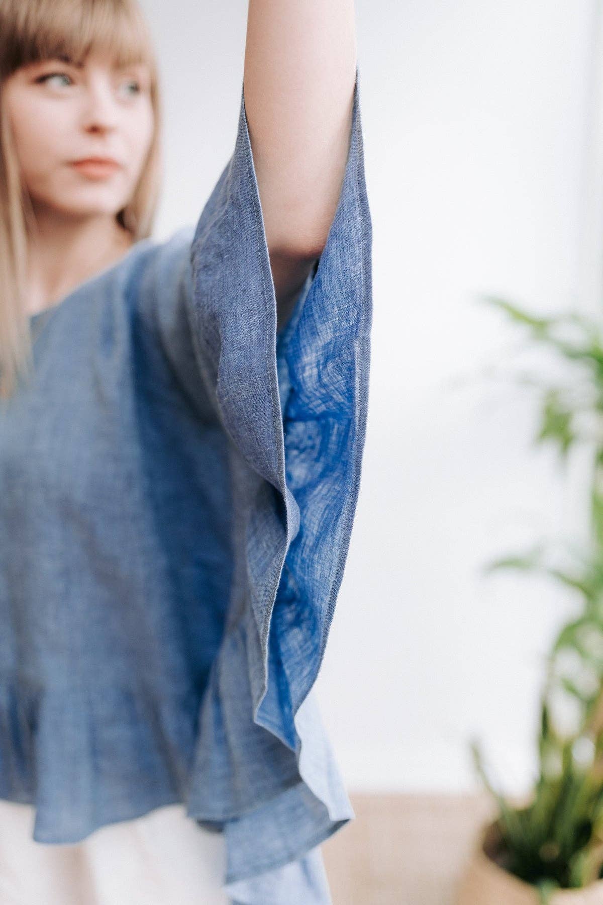 safistyle - Vente Poncho – femme - Blouse Poncho en Lin 'Penelope', Haut Cape en Lin1