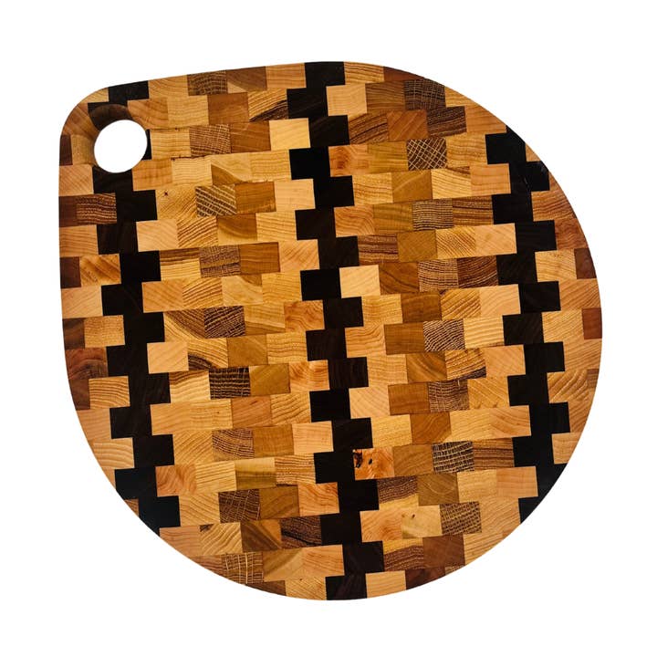 End Grain Cutting Board with Beeswax Oil Teardrop Oaklyn for wholesale by Lakota Lane LLC