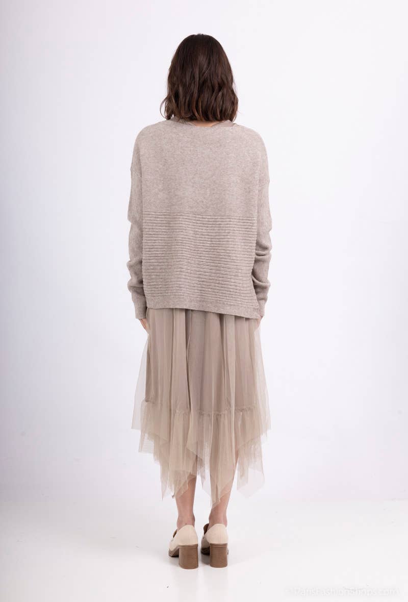 L'Emotion – wholesale Dress – Women's – Striped Textured Sweater Set & Tulle Dress9