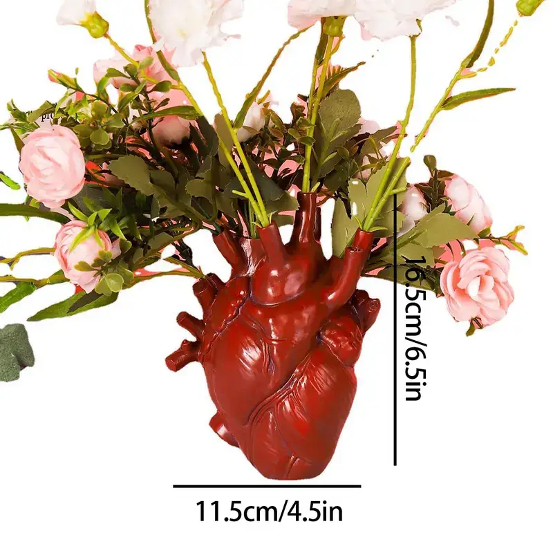 Magnifique Hearts - Wholesale Vase - Heart-Shaped Resin Flower Vases, Stunning Decorative 6.5X4.52