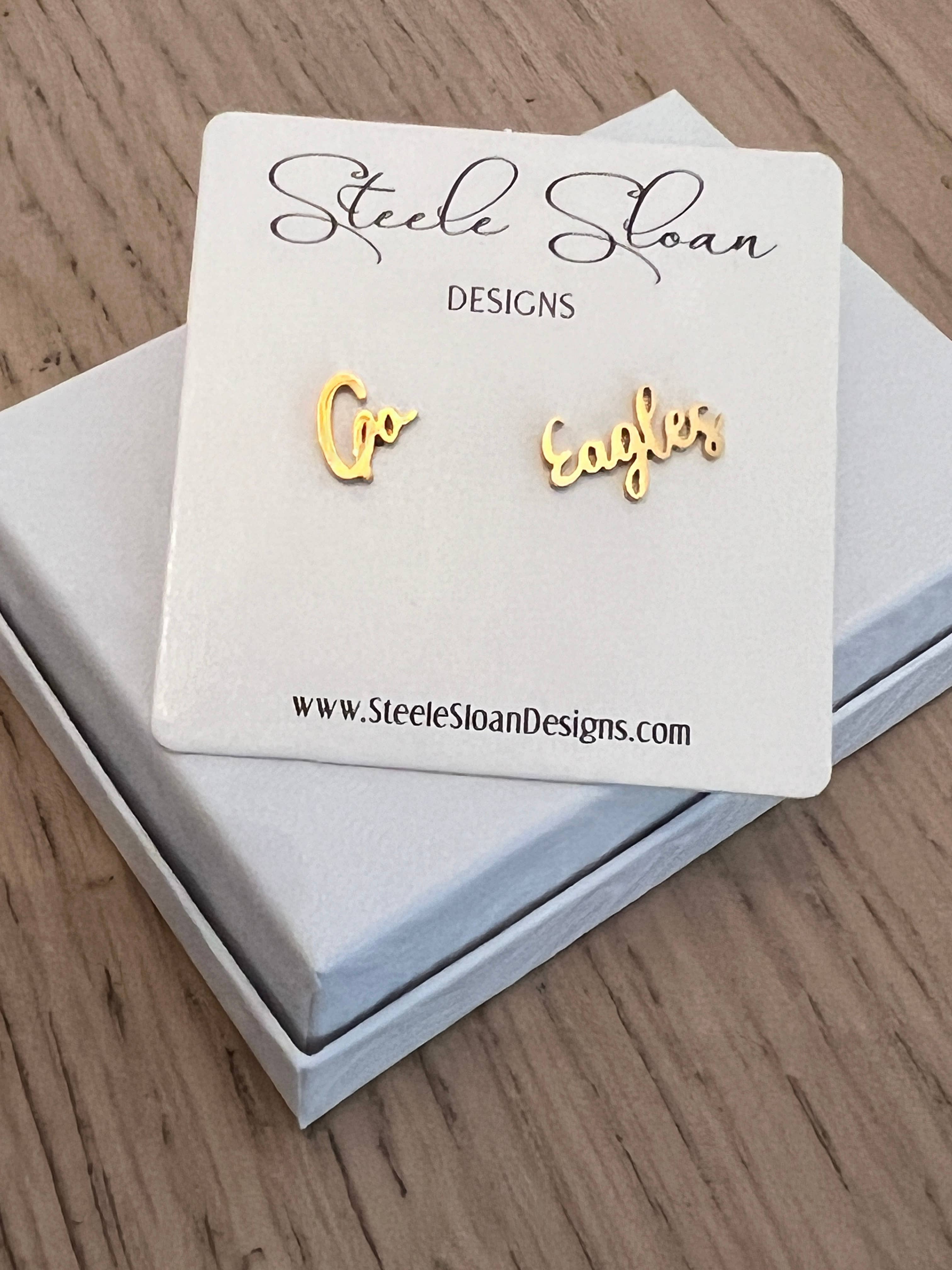 Steele Sloan Designs - Wholesale Stud/Post Earrings - Go Eagles Cute Game Day Earrings Eagles Fans Cute Eagle Team1