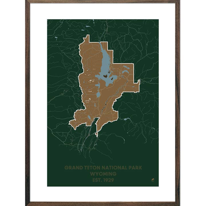 Parc national du Grand Teton Carte pour la vente par Muir Way