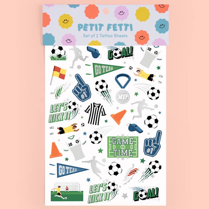 Petit Fetti - Wholesale Temporary Tattoo - Kids - Kids Sports Soccer Temporary Tattoos, Birthday Favors, Decor