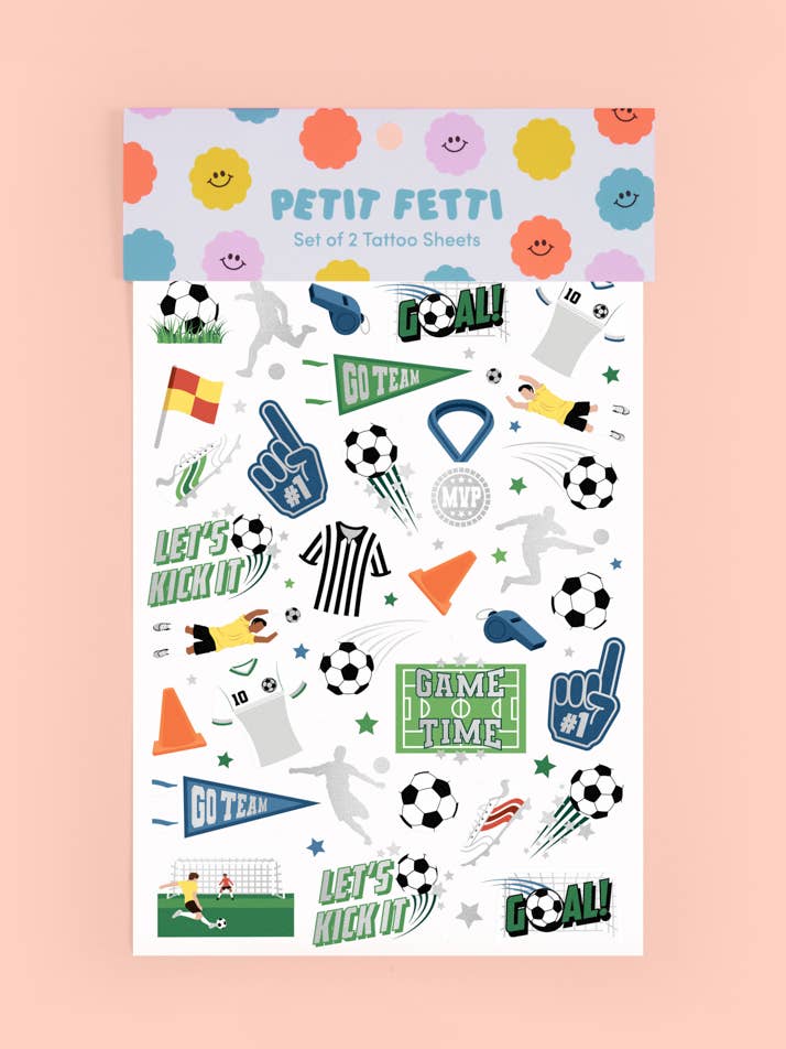 Kids Sports Soccer Temporary Tattoos, Birthday Favors, Decor for wholesale by Petit Fetti