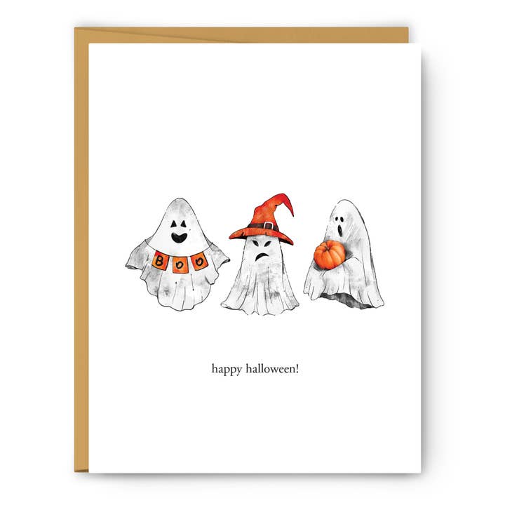 Three Ghosts Happy Halloween - Halloween wenskaart voor wholesale door Footnotes