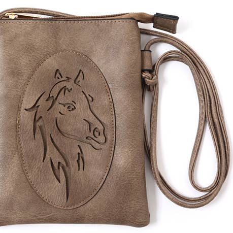 Taupe - Sac à bandoulière découpé au laser pour téléphone portable pour la vente par Shine Mark Accessories