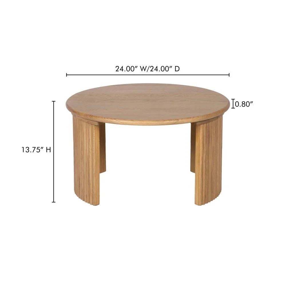LOOMLAN - Wholesale Coffee Table - Penny Solid Oak Top Round Coffee Table26