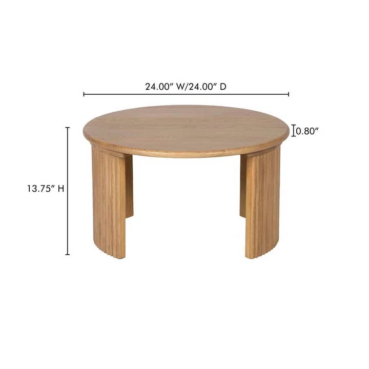 LOOMLAN - Wholesale Coffee Table - Penny Solid Oak Top Round Coffee Table26