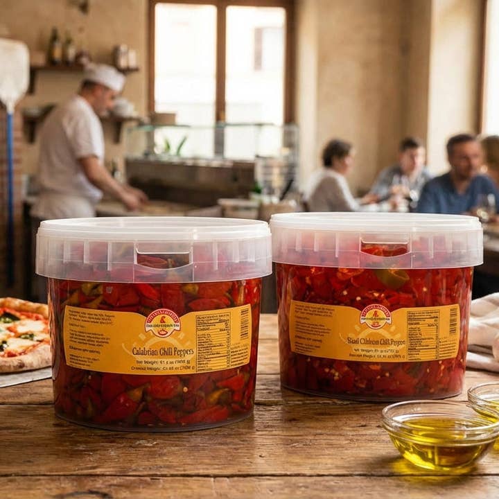 Wholesale Italian Food - Wholesale Dried Spice - TuttoCalabria Crushed Calabrian Chili Peppers Tub6