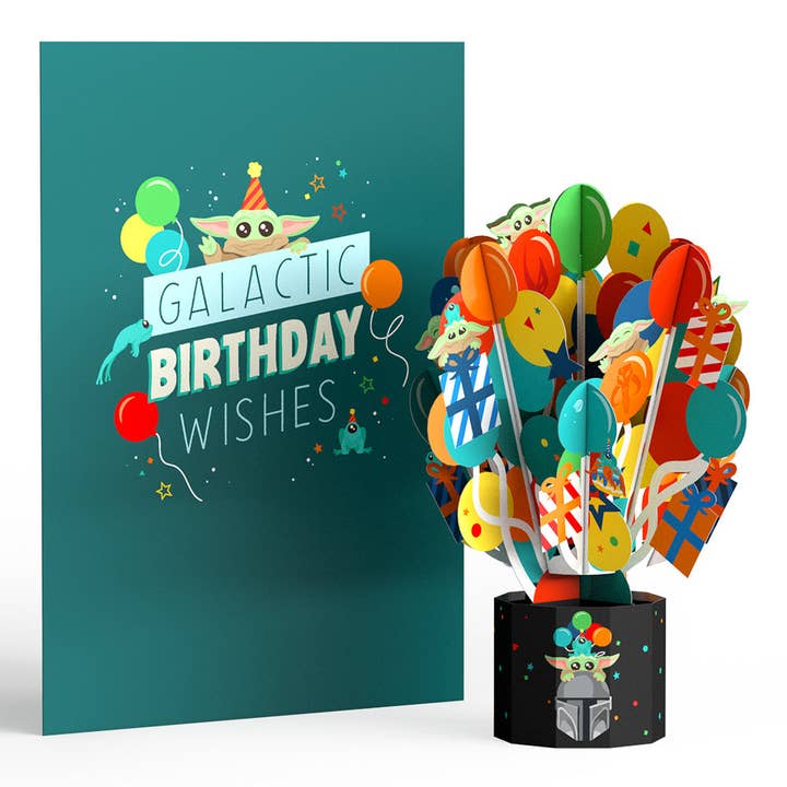 Star Wars™ The Mandalorian™ Galactic Birthday Wishes Card with Mini Bouquet for wholesale by Lovepop Cards