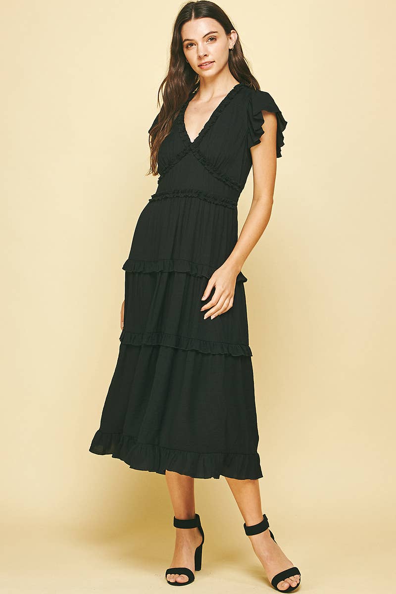 PINCH - Wholesale Dress - Women's - RUFFLED TEA LENGTH DRESS - 3597D8