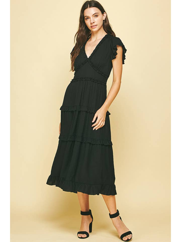 PINCH - Wholesale Dress - Women's - RUFFLED TEA LENGTH DRESS - 3597D8