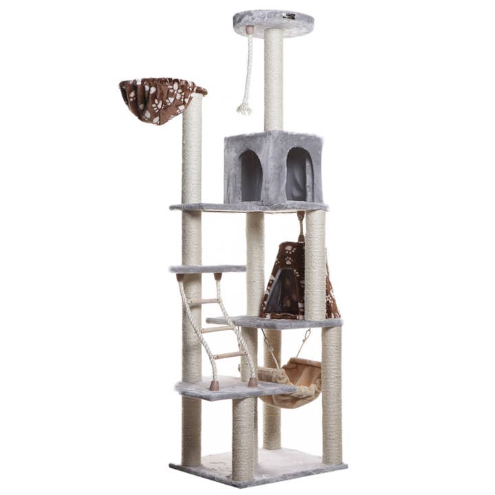 Armarkat - Vente Griffoir – chat - Maison de jeu grimpante en bois véritable pour chat avec cabane, panier4