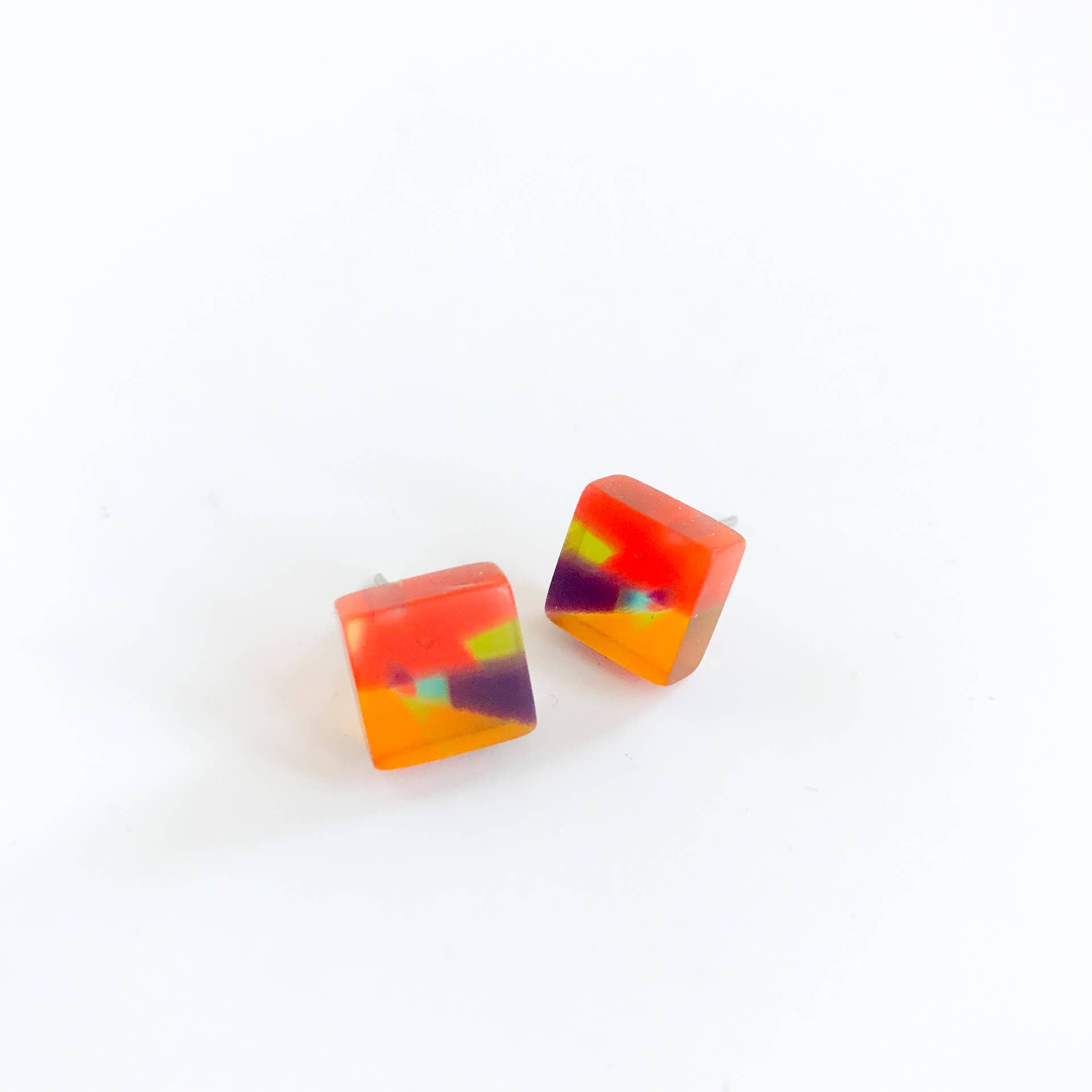 Belart Fair Trade - Wholesale Stud/Post Earrings - Poly-Resin Square Mosaic Stud Earrings - Mini0