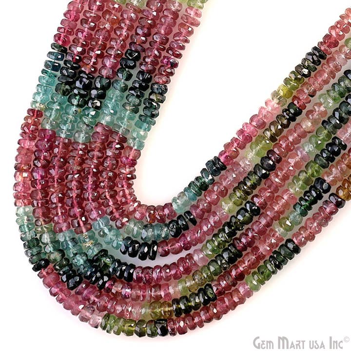 GemMartUSA - Wholesale Beads - Tourmaline Rondelle Beads, 12.5 Inch Gemstone Strand, 3-4mm3