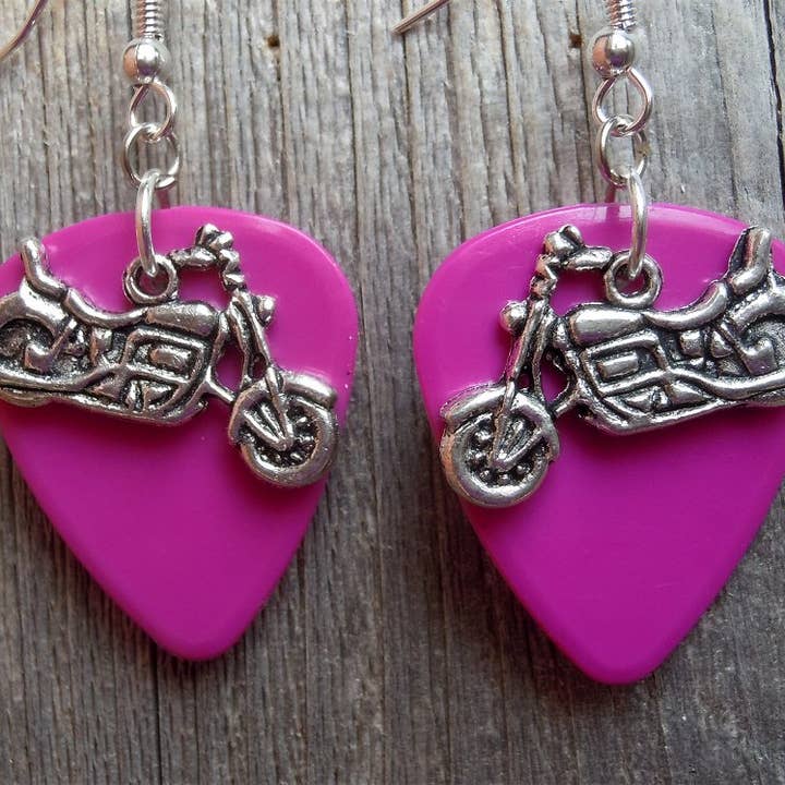 Simply Raevyn - Wholesale Dangle Earrings - Motorcycle Charm Guitar Pick Earrings37