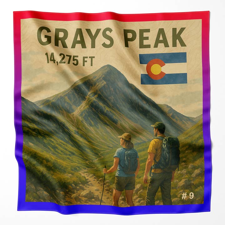 Grays Peak Colorado 14er Microfiber Cloth Bandana for wholesale by Map the Xperience