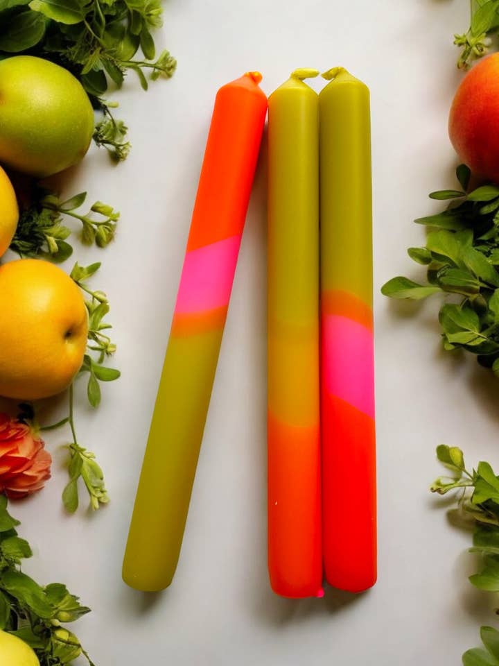 SEVENTIES HEAVEN - Dip Dye Dinner Candle Trio for wholesale by The Colour Emporium