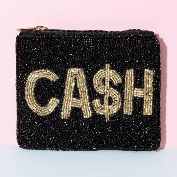 Cash Print Beaded Coin Purse for wholesale by Anarchy Street