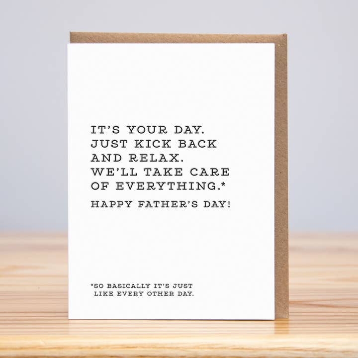 Huckleberry Letterpress - Venta al por mayor Tarjetas del Día del Padre - Relájate y relájate el día del padre (tipografía)